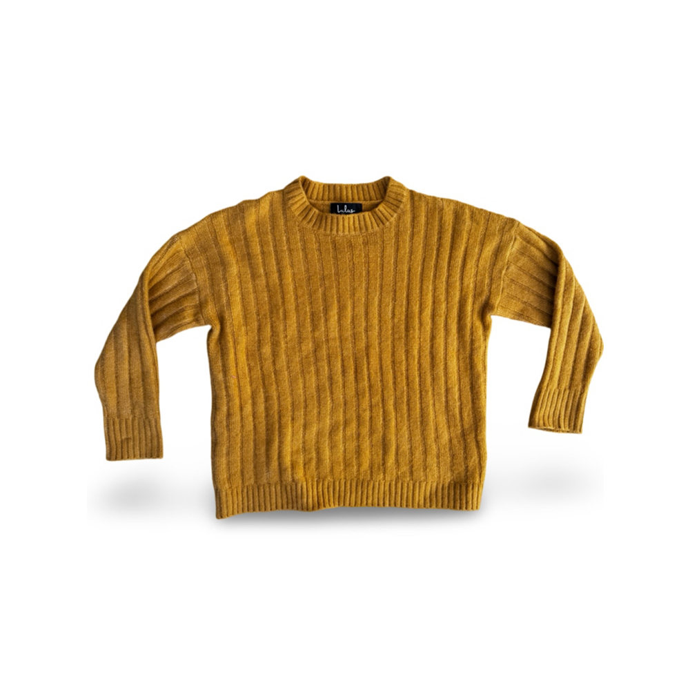 Lulus Mustard Yellow Ribbed Sweater XS |‎ Cozy Fall Knit